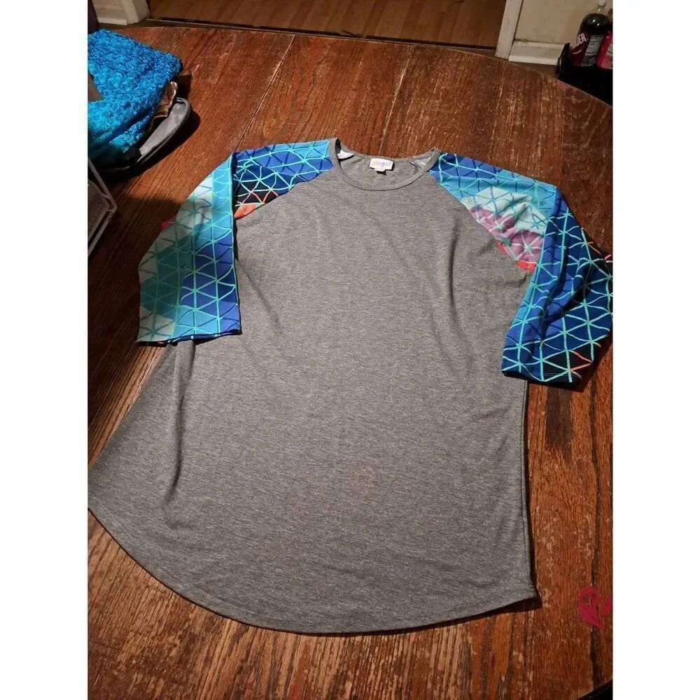 LuLaRoe XL Womens Long Sleeve Top Gray Blue Green Purple Pink Shirt Pullover